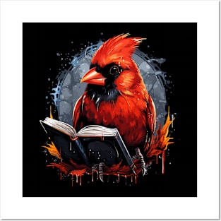 Cardinal Bird Reads Book Posters and Art